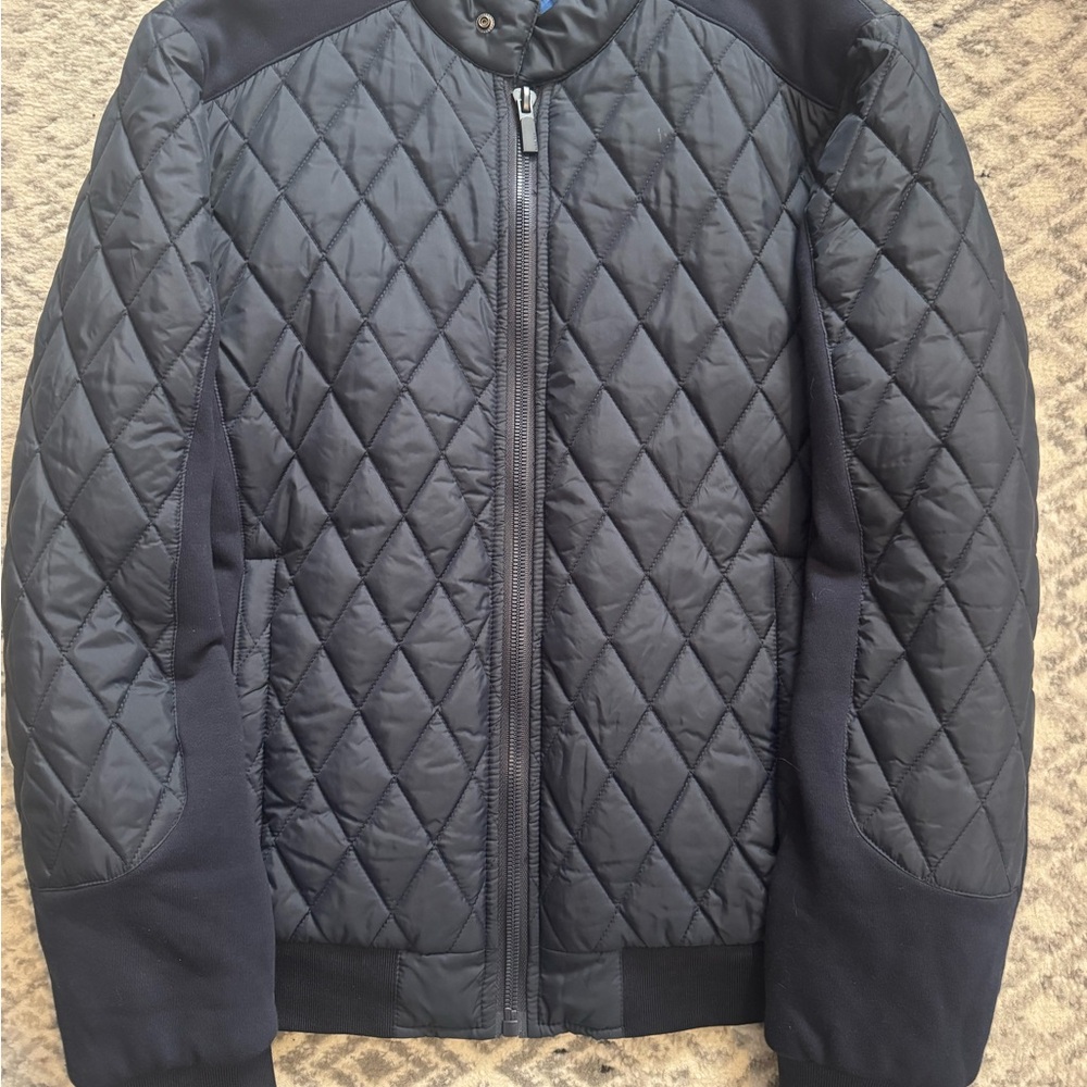 Zara Men's Quilted Dark Blue Puffer Jacket (Fits Slim)
